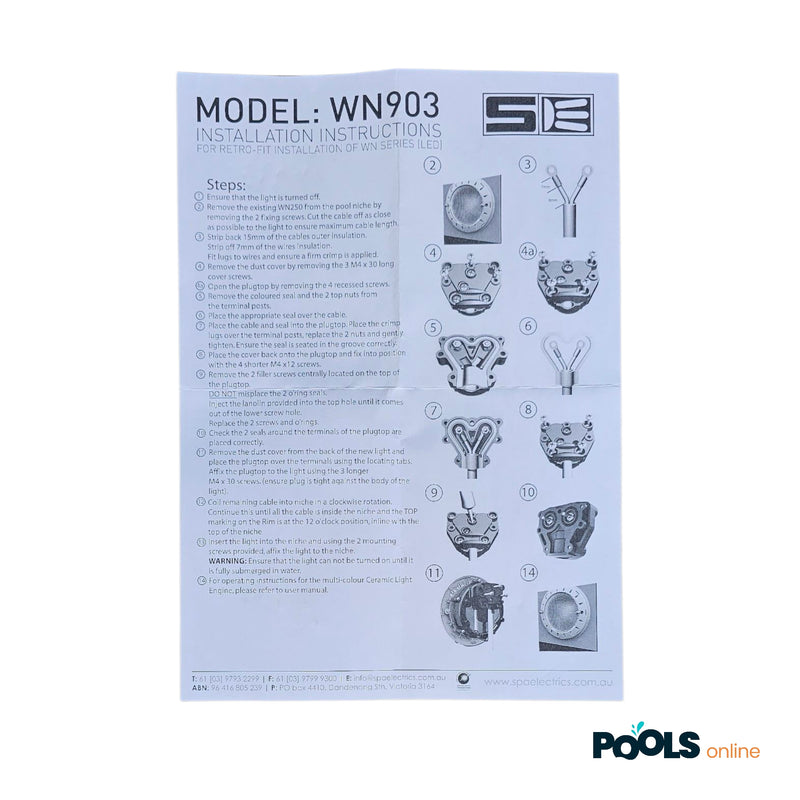 Spa Electric - WNRX / WN9RX LED Pool Light - Multi Plus Full Colour / Clear Rim  (WNRX L12 R1 CMP)