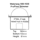 waterway proflow skimmer basket 550 1030 size drawing