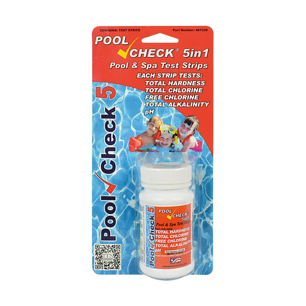 Pool Check - 5 in 1 Test Strips (Chlorine / pH / Alkalinity / Hardness)